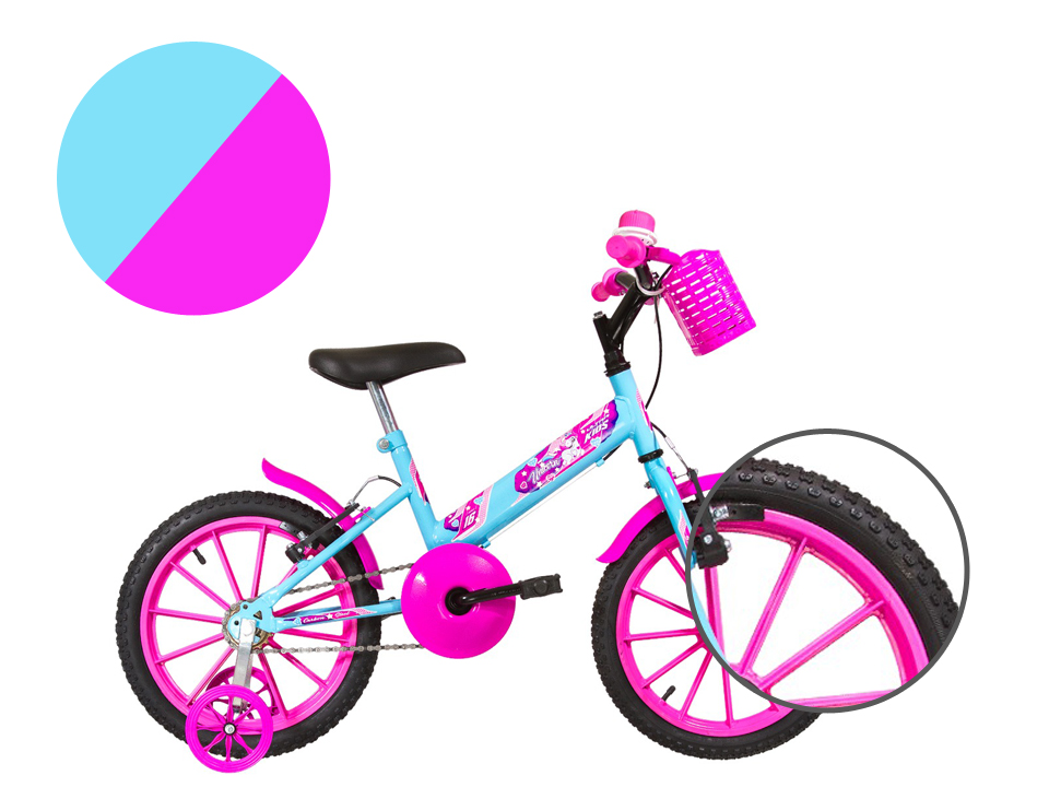 COMP Bicicleta Infantil Aro 16 Ultra Kids T Azul Bebe/Rosa BMT16-01AZBRS + Kit Proteção Infantil Feminino