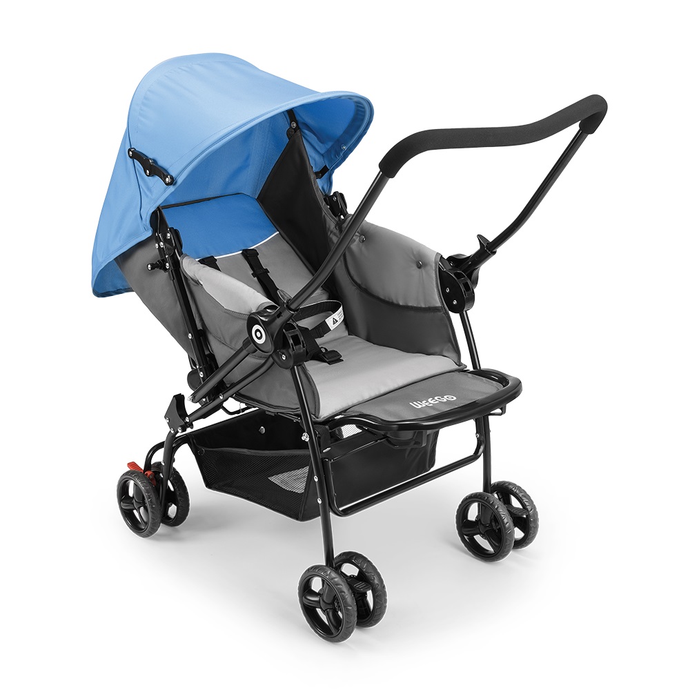 COMP Kit Carrinho de bebê Berço com Bandeja Nap Azul + Cadeira de Balanço Bebe Menino Weego