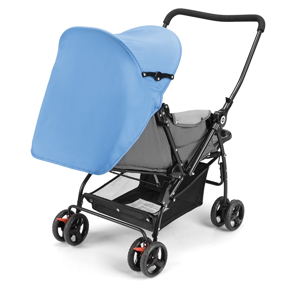 COMP Kit Carrinho de bebê Berço com Bandeja Nap Azul  + Cadeira Alta De Alimentacao Navy Meal Azul Weego