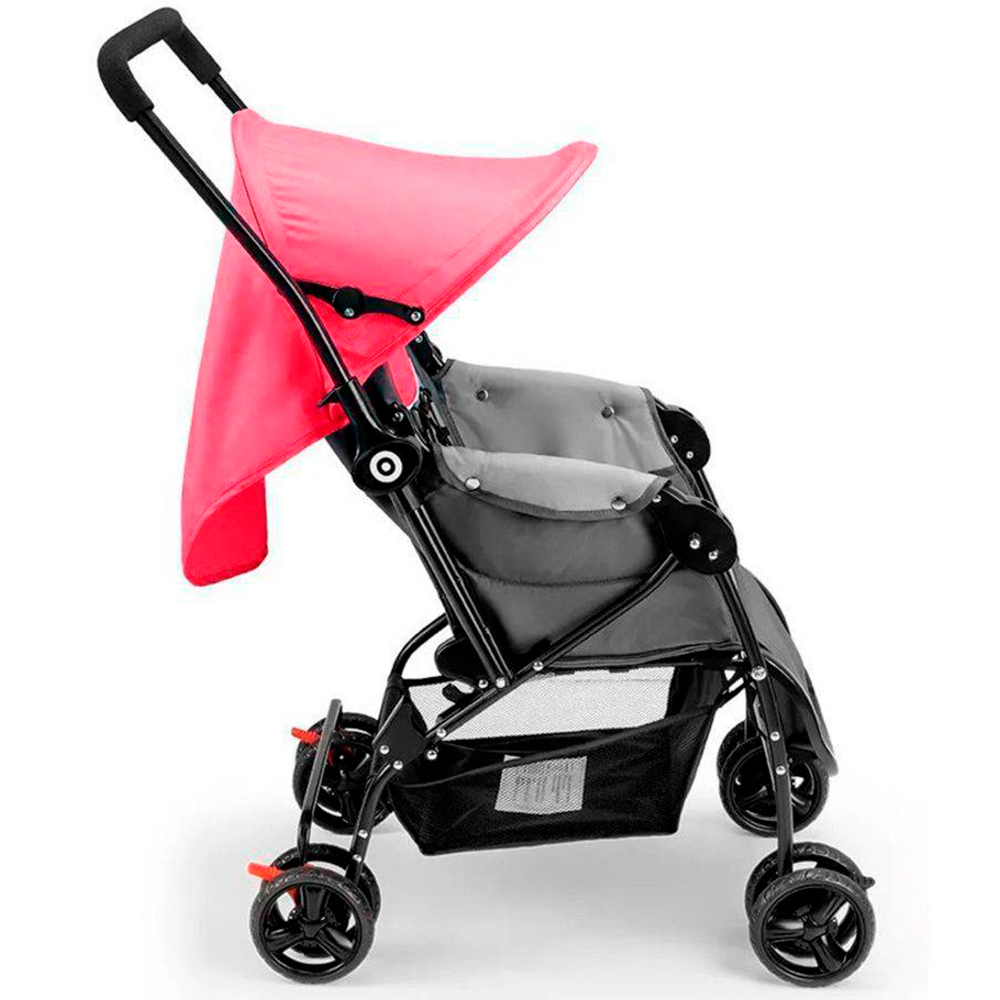 COMP Kit Carrinho Bebe Berço com Bandeja Nap Rosa + Cadeira Alta De Alimentacao Navy Meal Vermelho Weego