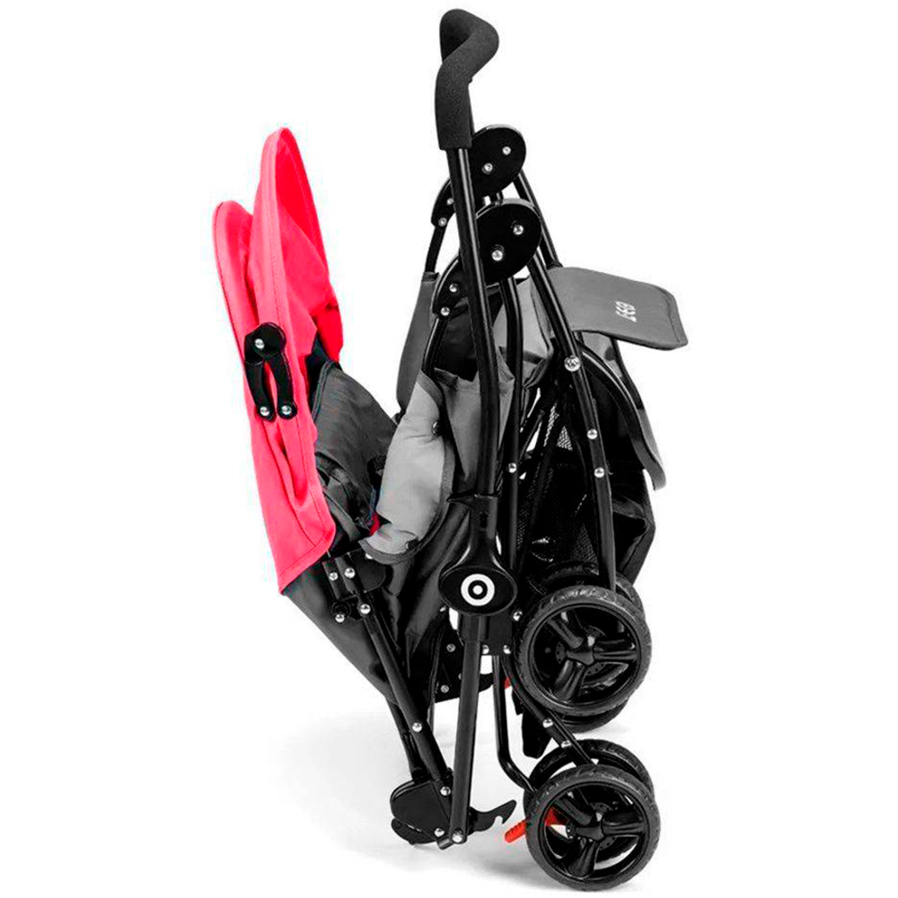 COMP Kit Carrinho Bebe Berço com Bandeja Nap Rosa + Cadeira Alta De Alimentacao Navy Meal Vermelho Weego