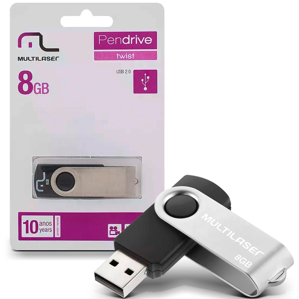 COMP Kit Armazenamento 5 Pen drives Multilaser Twist 8 GB Preto USB 2.0 - PD587