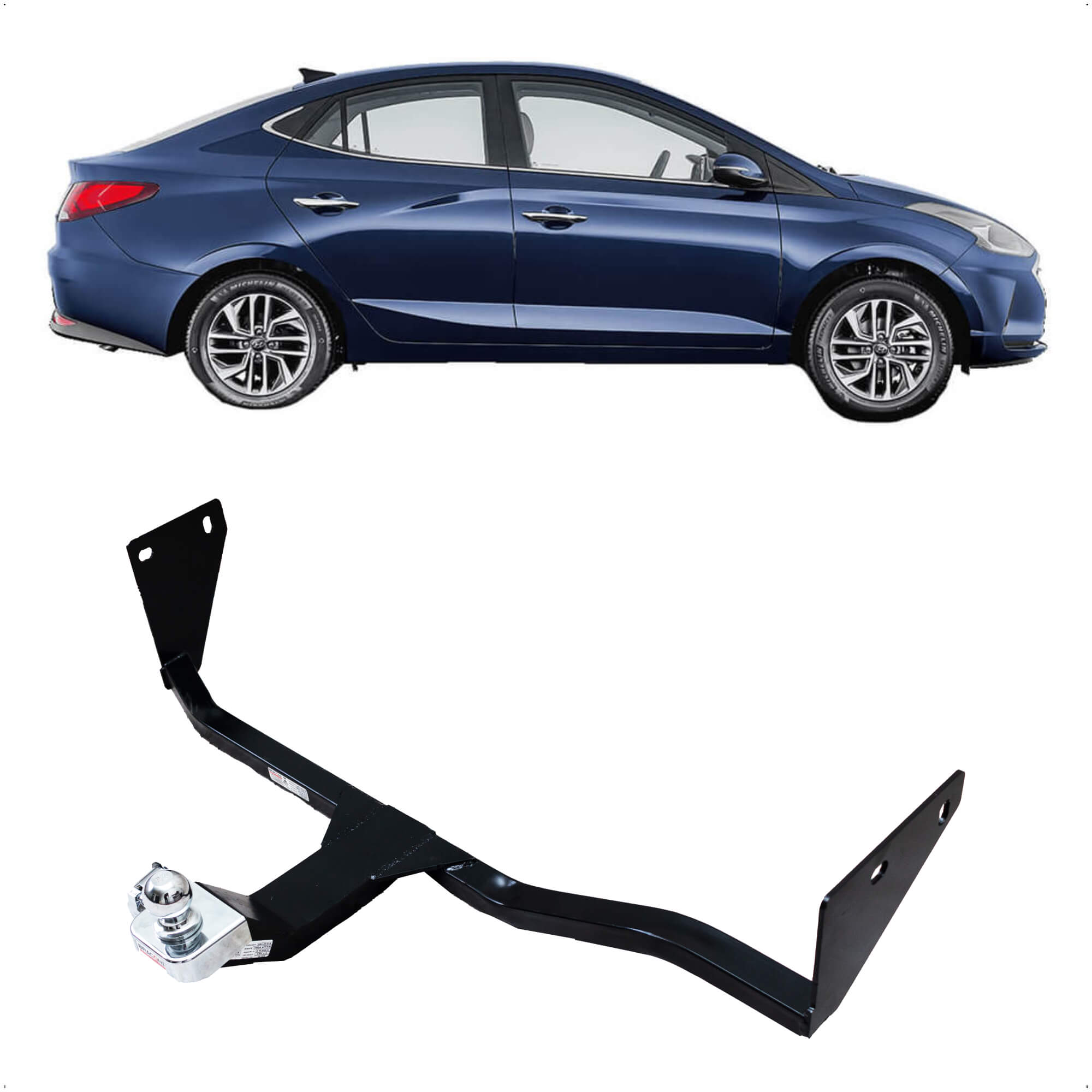 Engate HB20 SEDAN 2020-2025 Não Precisa Furar 450Kg de Tração com Bola Cromada BRC-IM-218 Braconi