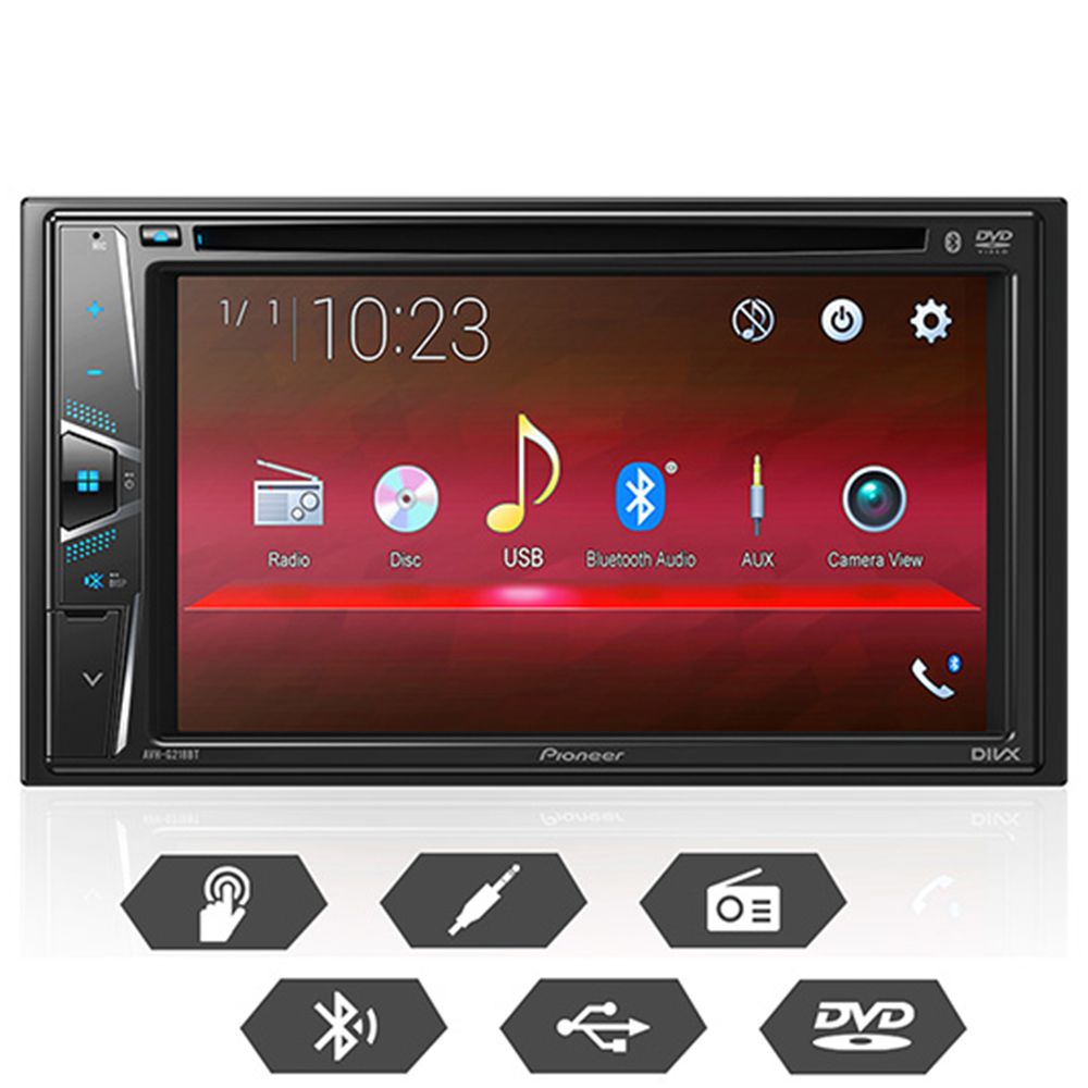 COMP Kit DVD Player Renault Sandero 2015 a 2020 Pioneer + Câmera de ré + Moldura 2 din + Chicotes Plug and Play