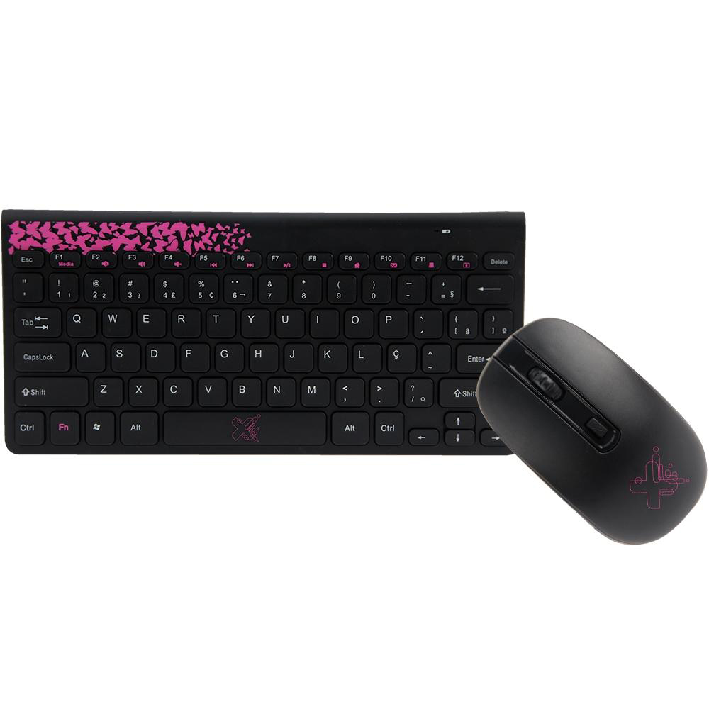 Teclado e Mouse sem fio Maxprint Freestyle Cor:Rosa e preto