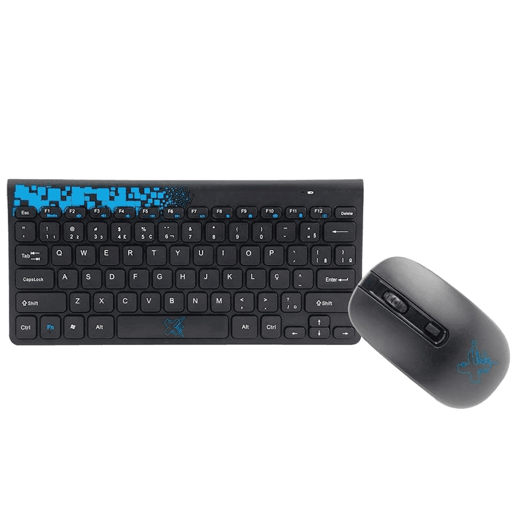 Teclado e Mouse sem fio Maxprint Freestyle Cor:Azul e preto