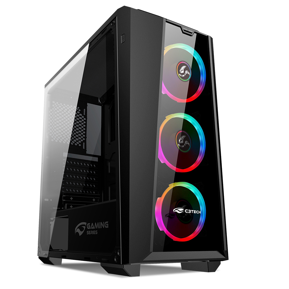 Gabinete Gamer Sem Fonte Preto Mid Tower USB 3.0 C3Tech - MT-G800BK