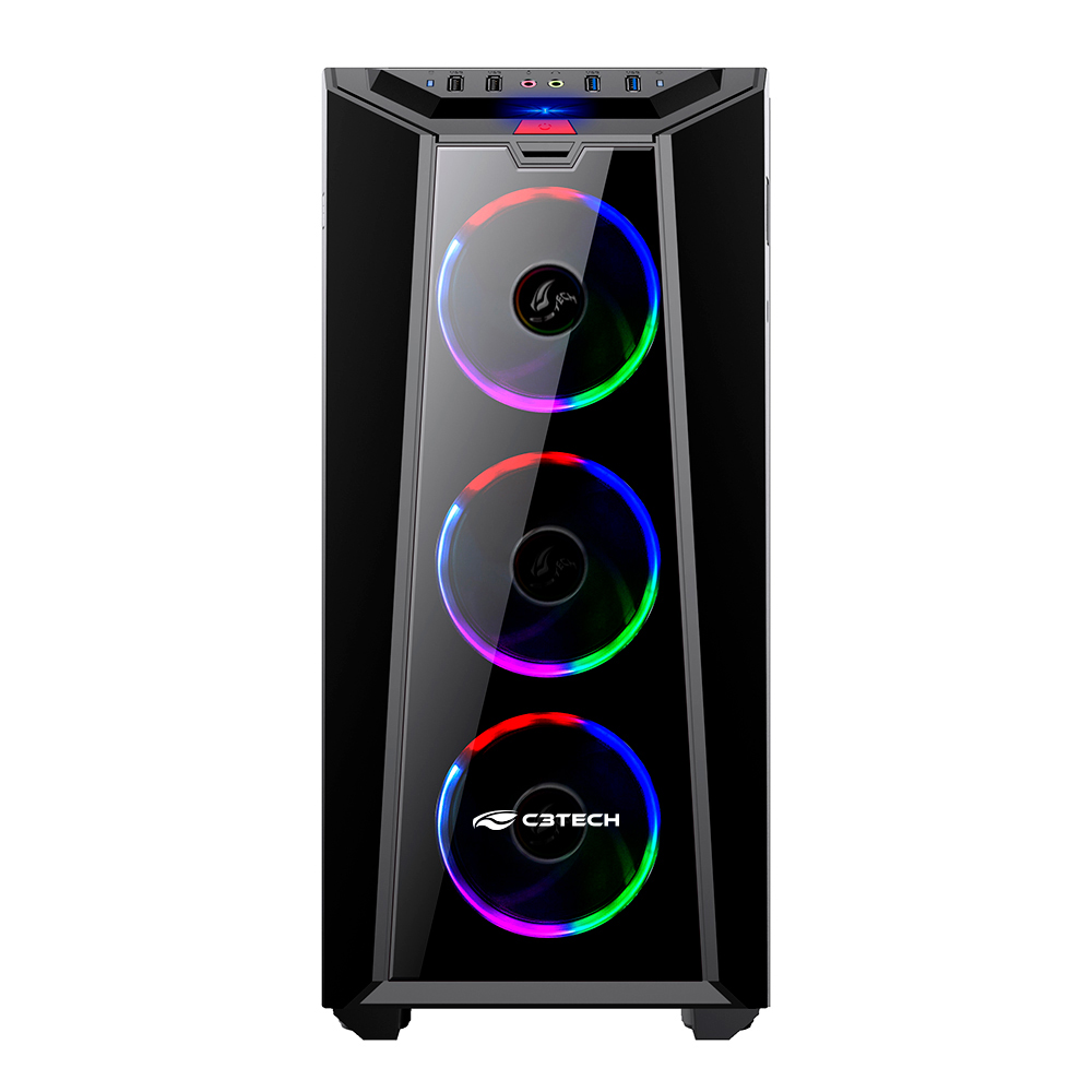 Gabinete Gamer Sem Fonte Preto Mid Tower USB 3.0 C3Tech - MT-G800BK