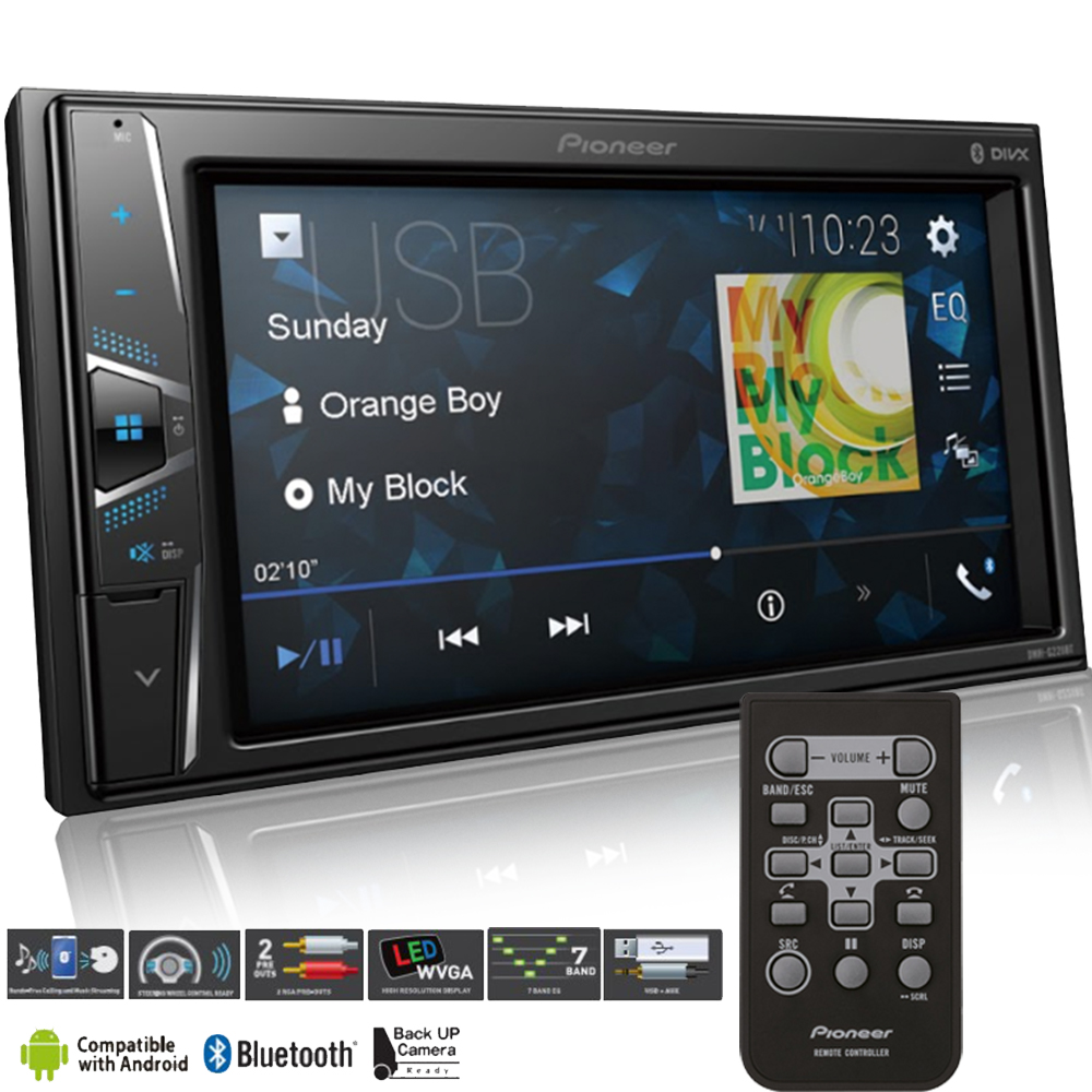 COMP Kit Central Multimídia 2 Din Pioneer DMH-G228BT 6,2 pol Touch Bluetooth USB AUX + Câmera de ré