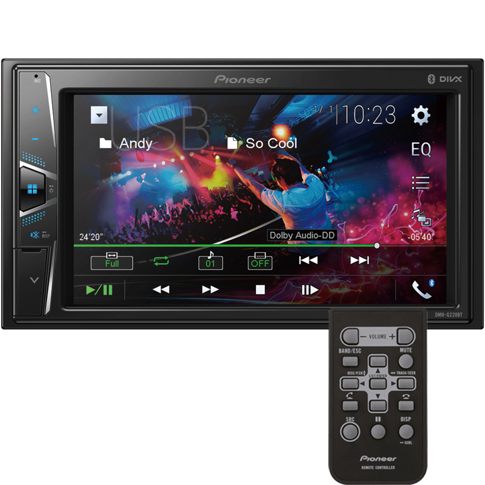 COMP Kit Central Multimídia 2 Din Pioneer DMH-G228BT 6,2 pol Touch Bluetooth USB AUX + Câmera de ré