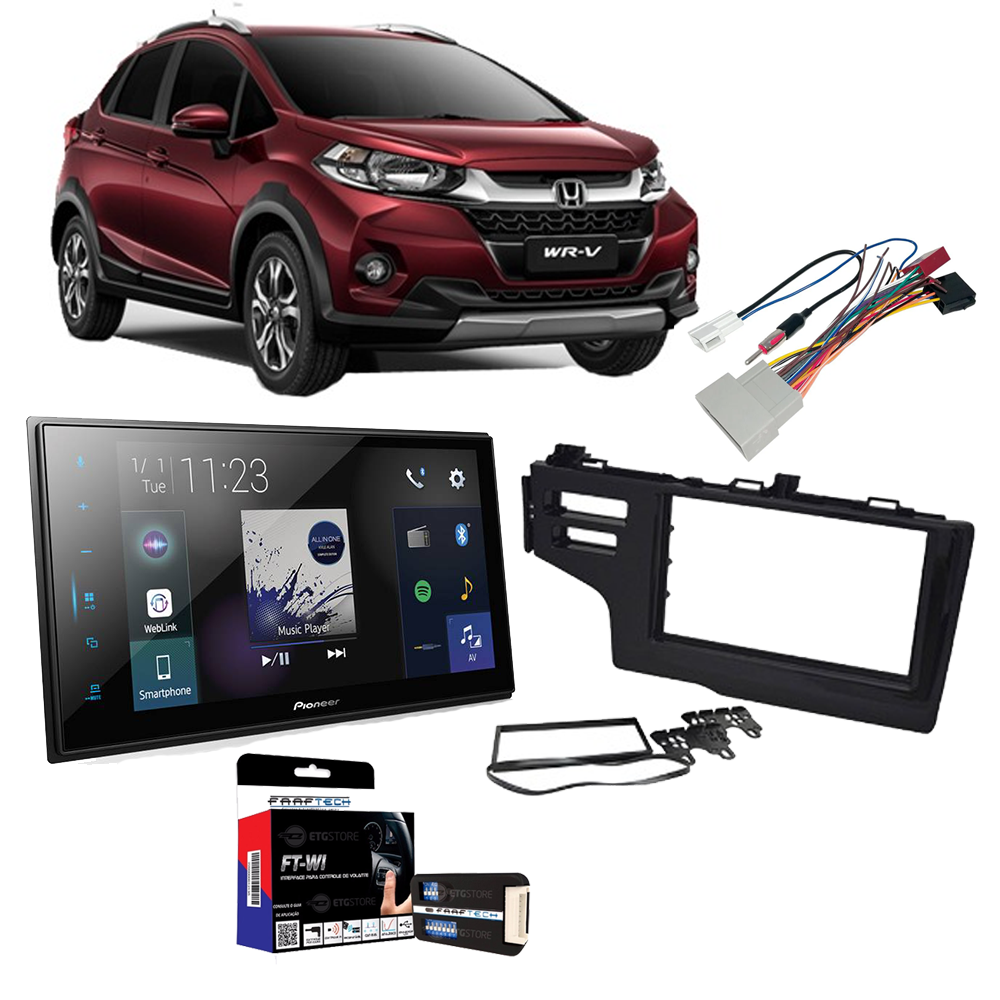 Kit Central Multimídia Pioneer Honda Fit  / WRV 2015 a 2020 DMH-Z8280tv Tela 8" USB DVD Espelhamento