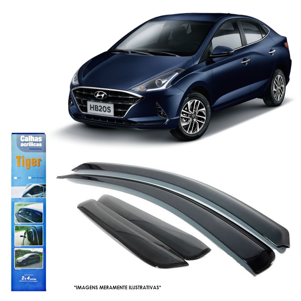 Calha Chuva para HB20S Sedan 2019 Modelo Novo em diante 4 Portas Tiger H8088
