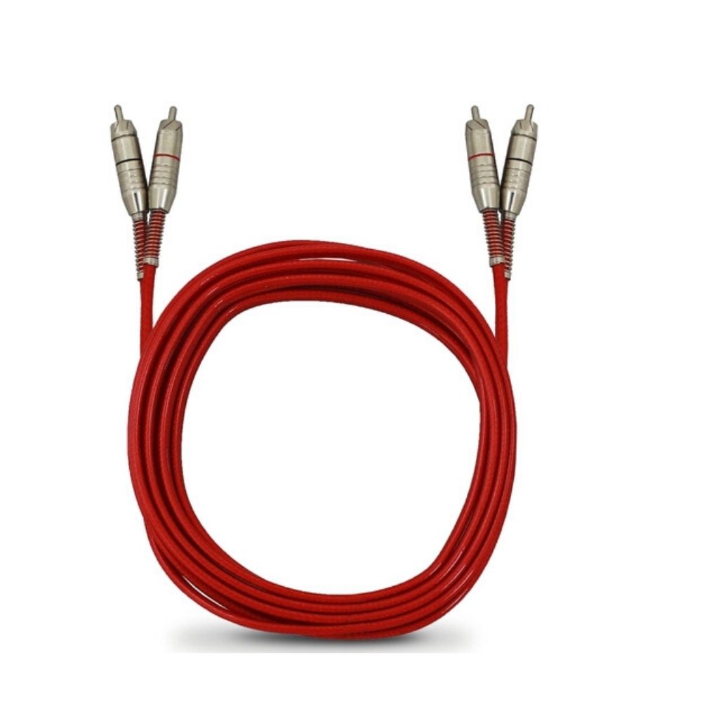 Cabo RCA Stetsom 5 Metros 4mm Duplo Vermelho Plug Prata