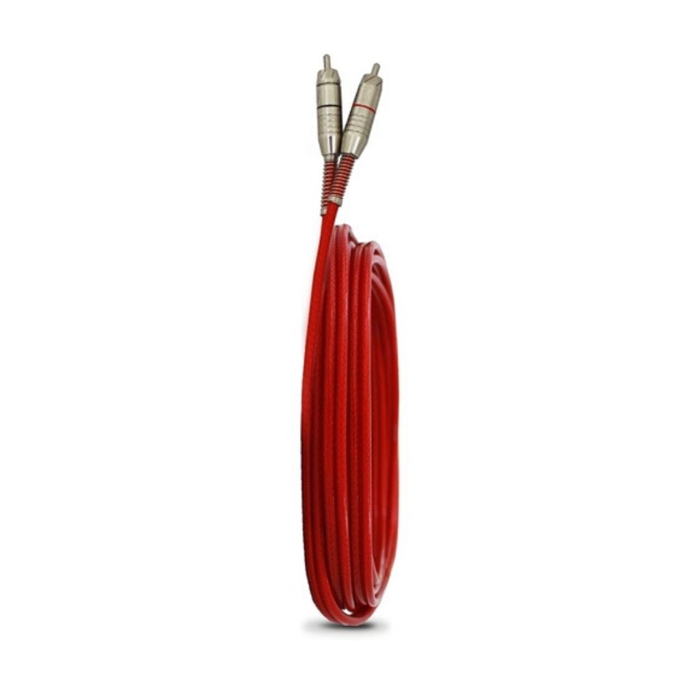 Cabo RCA Stetsom 5 Metros 4mm Duplo Vermelho Plug Prata