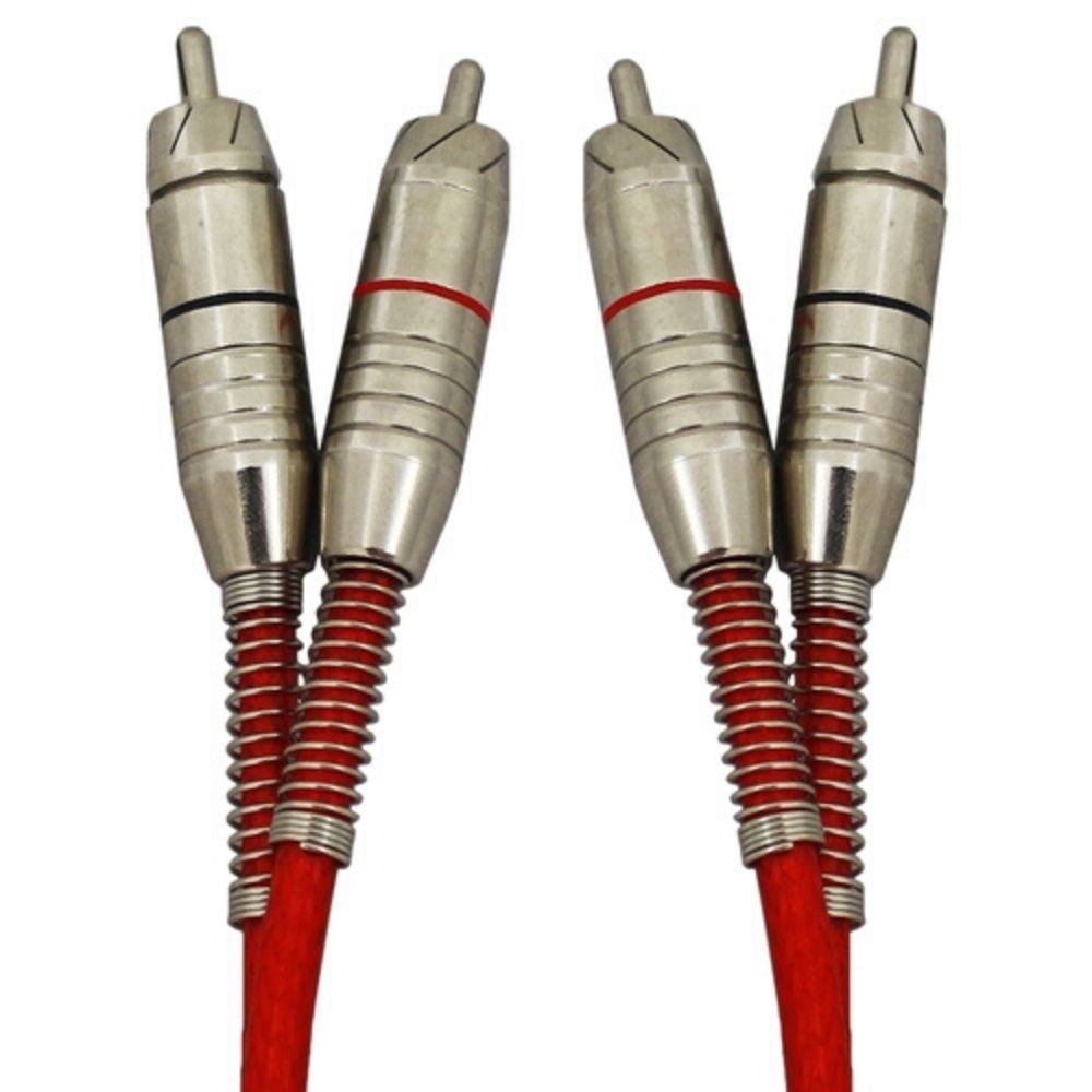 Cabo RCA Stetsom 5 Metros 4mm Duplo Vermelho Plug Prata
