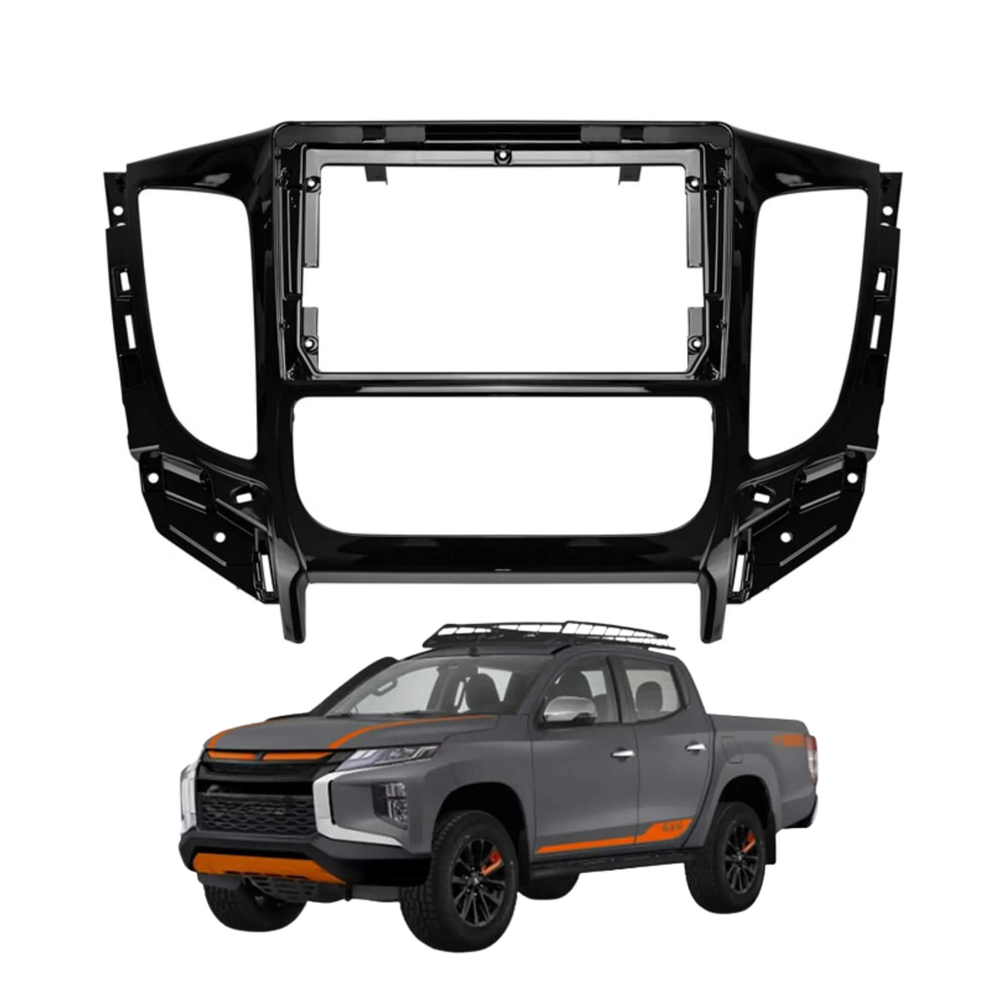 Moldura 2din 9" pol na cor Black Piano L200/Triton 2016 a 2021 c/ Ar Automático Expex - EPX9MT005