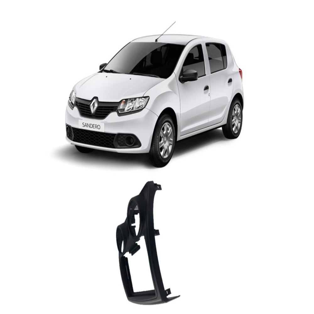 Moldura 2 din Preta Renault Sandero c/ Duto de Ar Redondo 2017 2018 2019 2020 9 Polegadas EPX9RN001