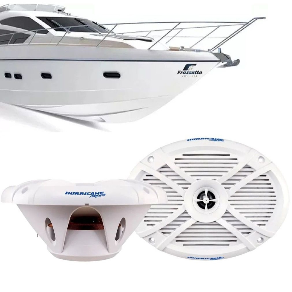 Par Alto Falante Marine 6x9 Polegadas 300W RMS Mr 69.2 Coaxial Marinizado Barcos e Lancha Hurricane