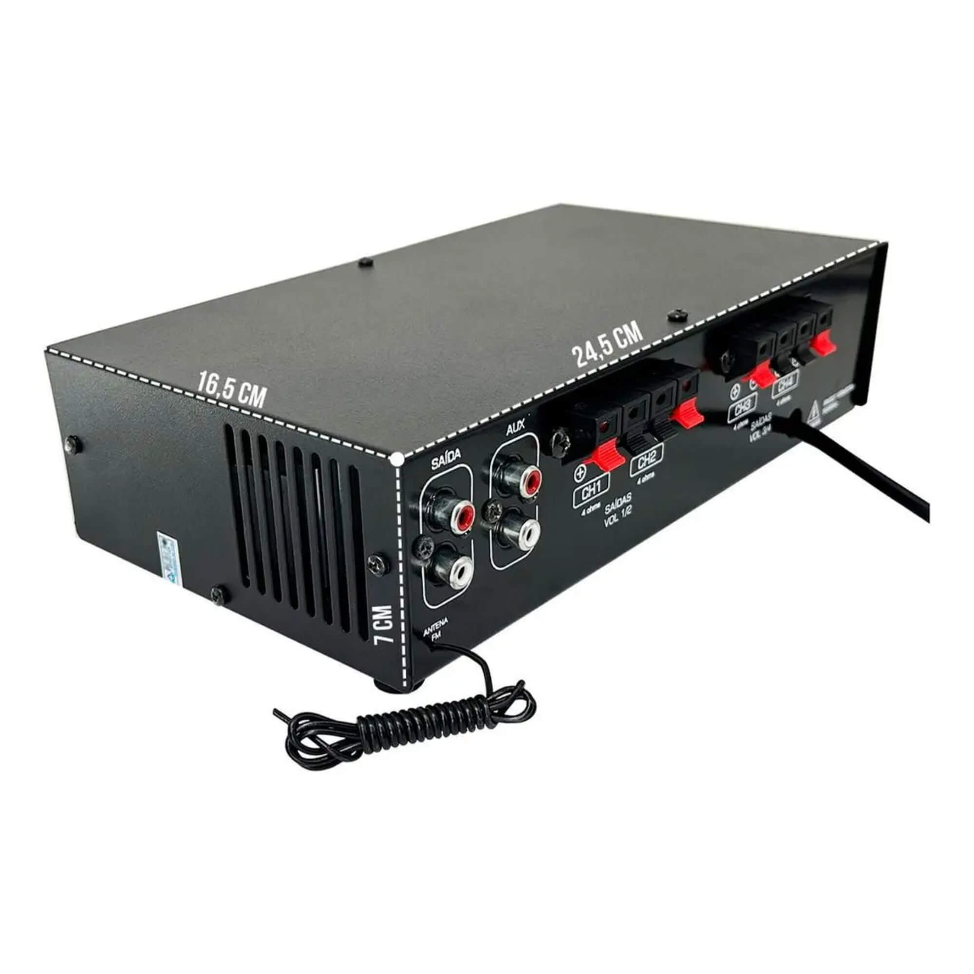 Amplificador Som Ambiente 125 RMS BT/AUX/USB/MP3 4 Canais - Orion Rc7000bt 2AMP7000B