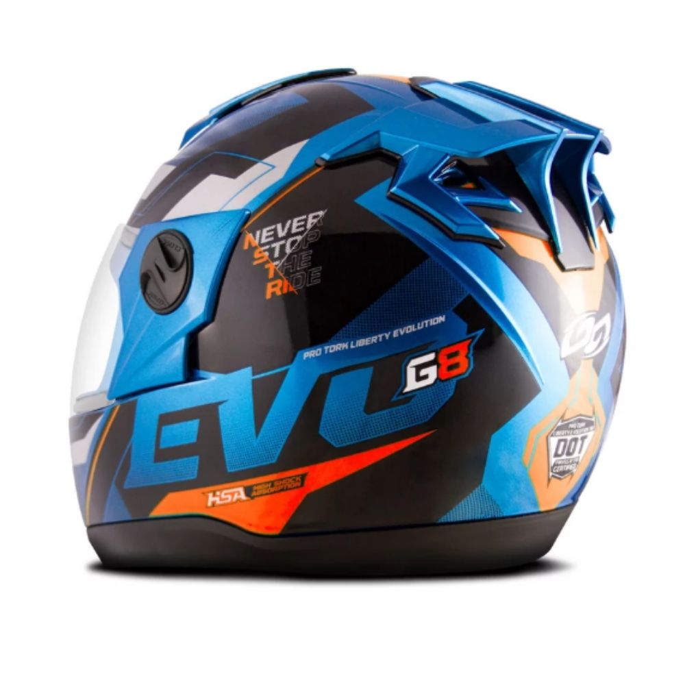 Capacete Liberty Evolution 788 G8 Evo Azul Laranja Tamanho 56 CAP-717AZLR - Pro Tork