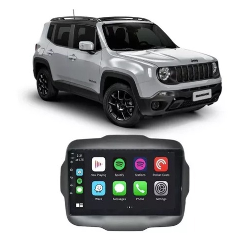Central Multimídia Jeep Renegade PCD 2015 em diante 9" Full Glass TV Android Quadcore 16GB
