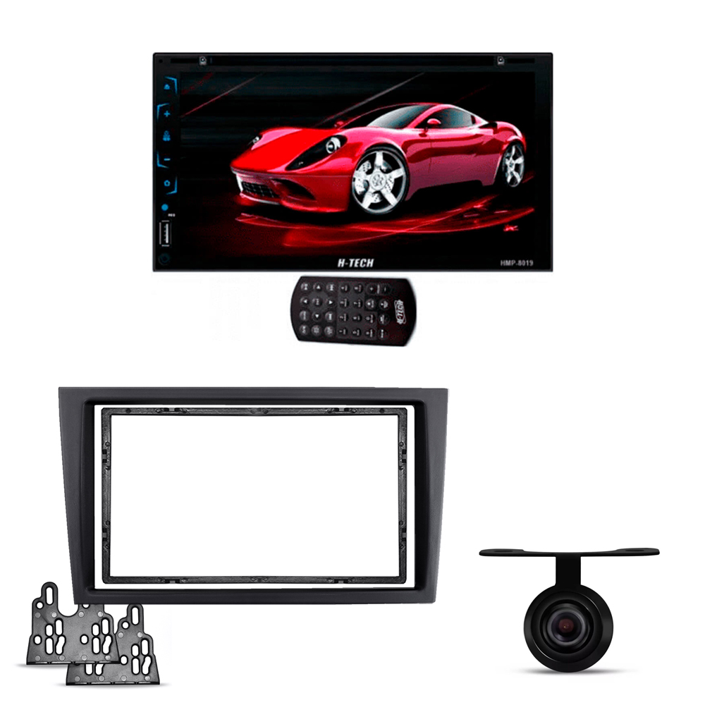 COMP Kit Central Multimídia Corsa/Montana/Meriva/Vectra Universal 2 din H-Tech HMP-8019 7" + Moldura + Câmera de Ré