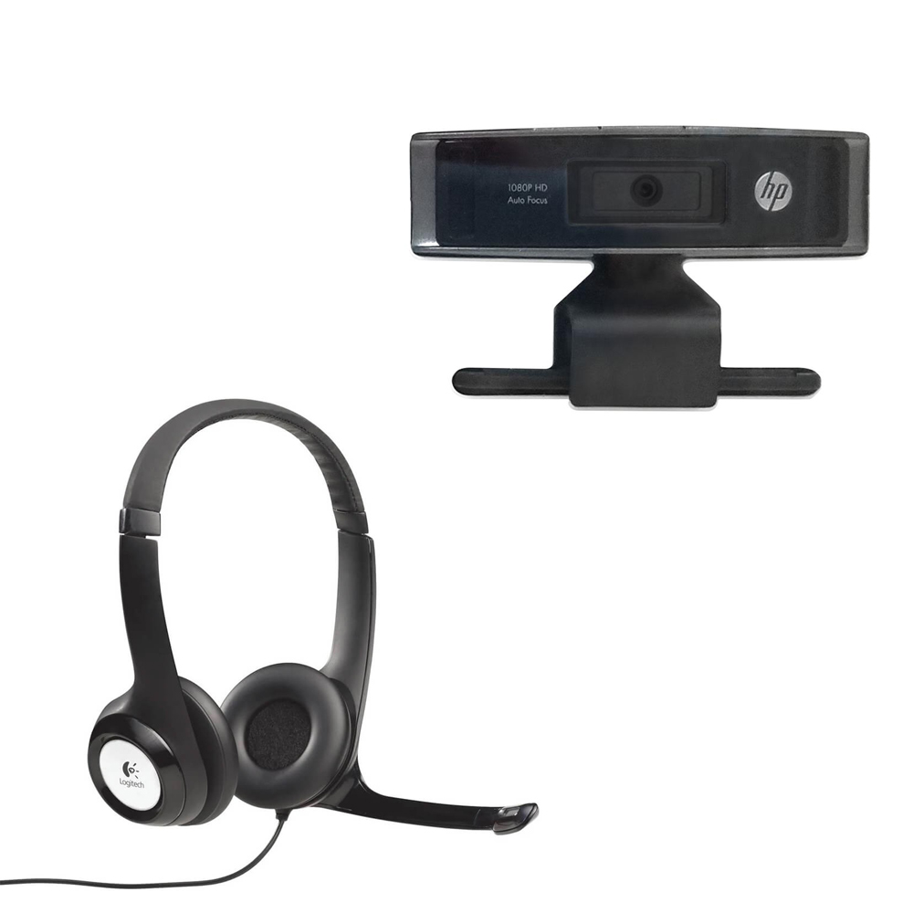 COMP Kit Home Office Headset Stereo H390 Logitech + WebCam HP HD 1080P HD4310