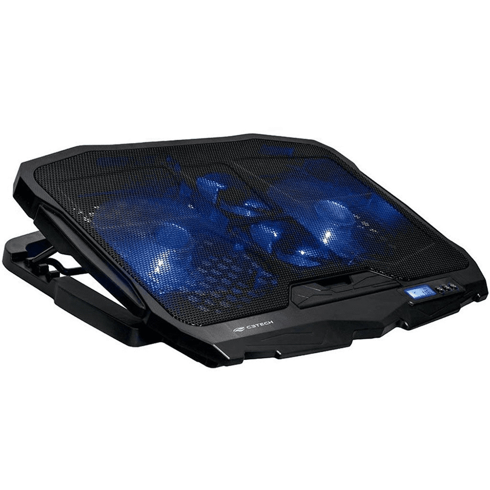 Base para Notebook 17,3" Gamer LED Azul Altura de 5 Posições e Coolers de 6 Velocidades NBC-100BK - C3Tech
