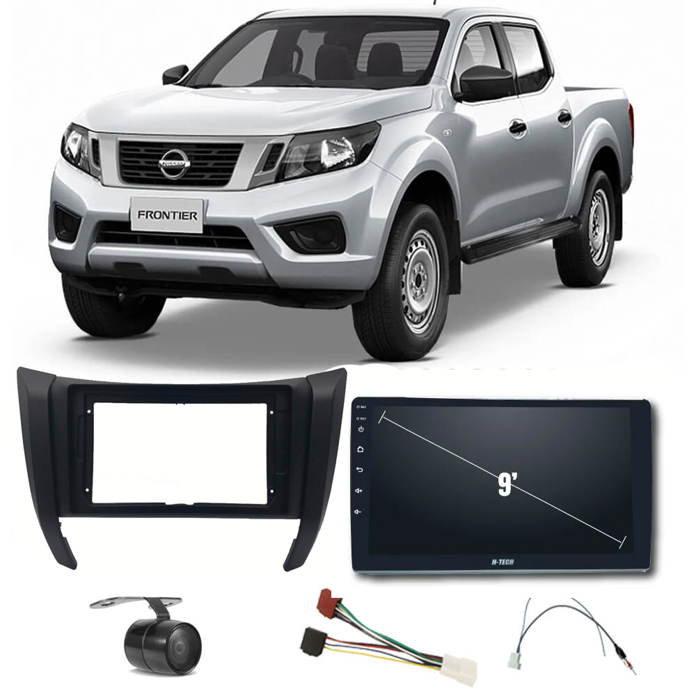 COMP Kit Central Multimídia H-tech 9" Frontier 2014 a 2017 + Chicotes + Moldura + Câmera - HT9020