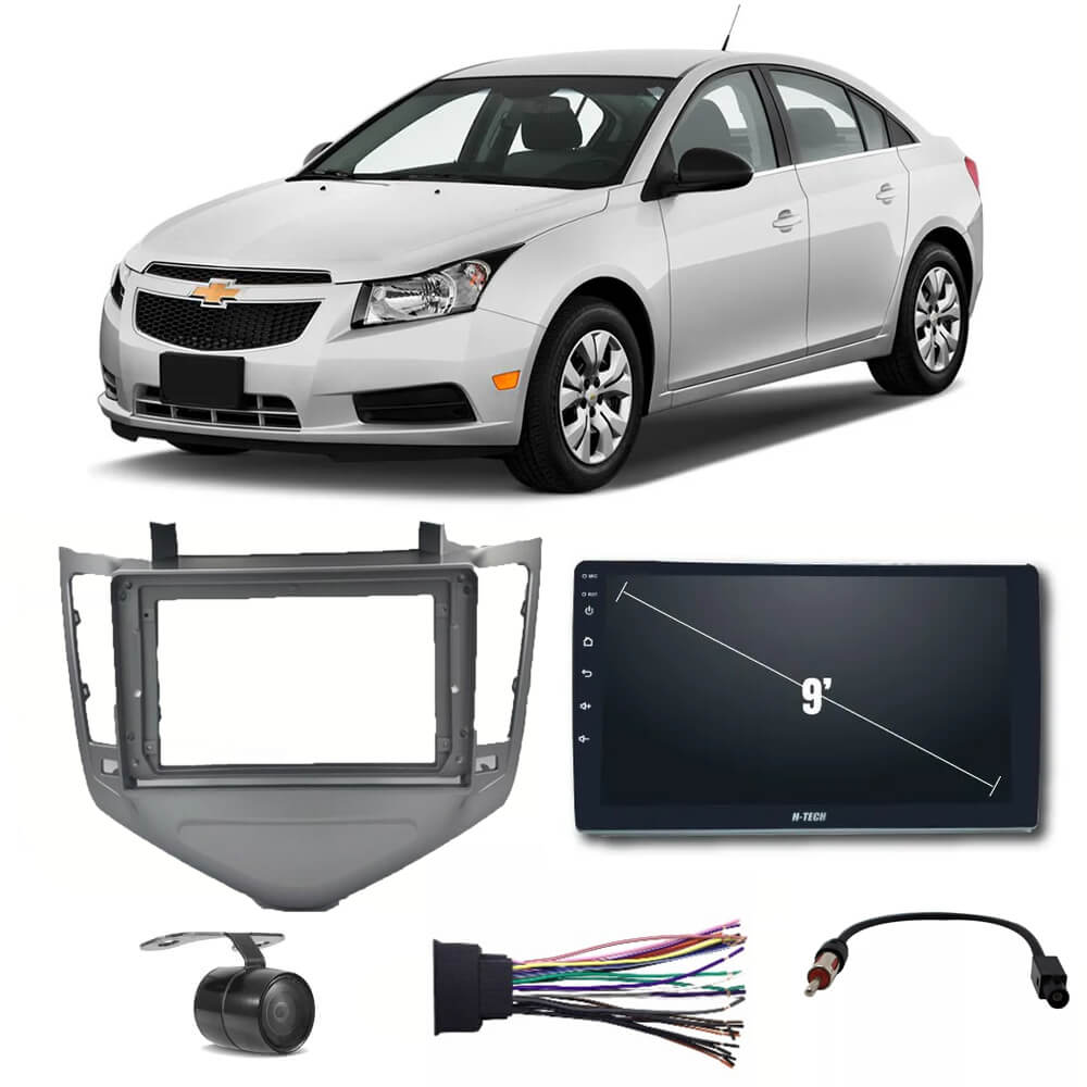 COMP Kit Central Multimídia H-tech 9" Cruze 2009 até 2011 + Chicotes + Moldura + Câmera - HT9020