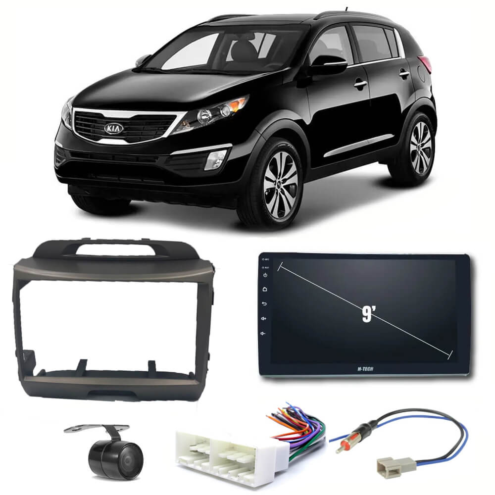 COMP Kit Central Multimídia H-tech 9" Sportage 2010 até 2015 + Chicotes + Moldura + Câmera - HT9020