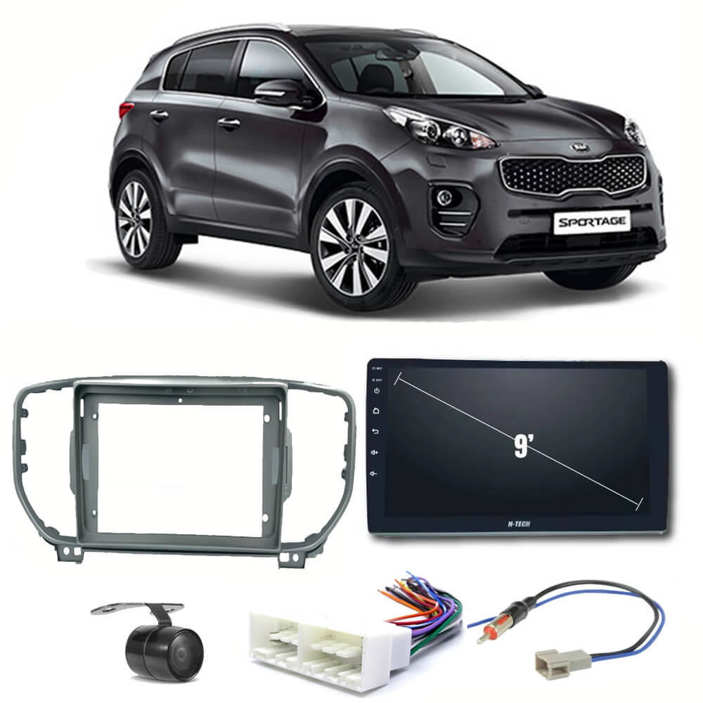 COMP Kit Central Multimídia H-tech 9" Sportage 2016 até 2018 + Chicotes + Moldura + Câmera - HT9020