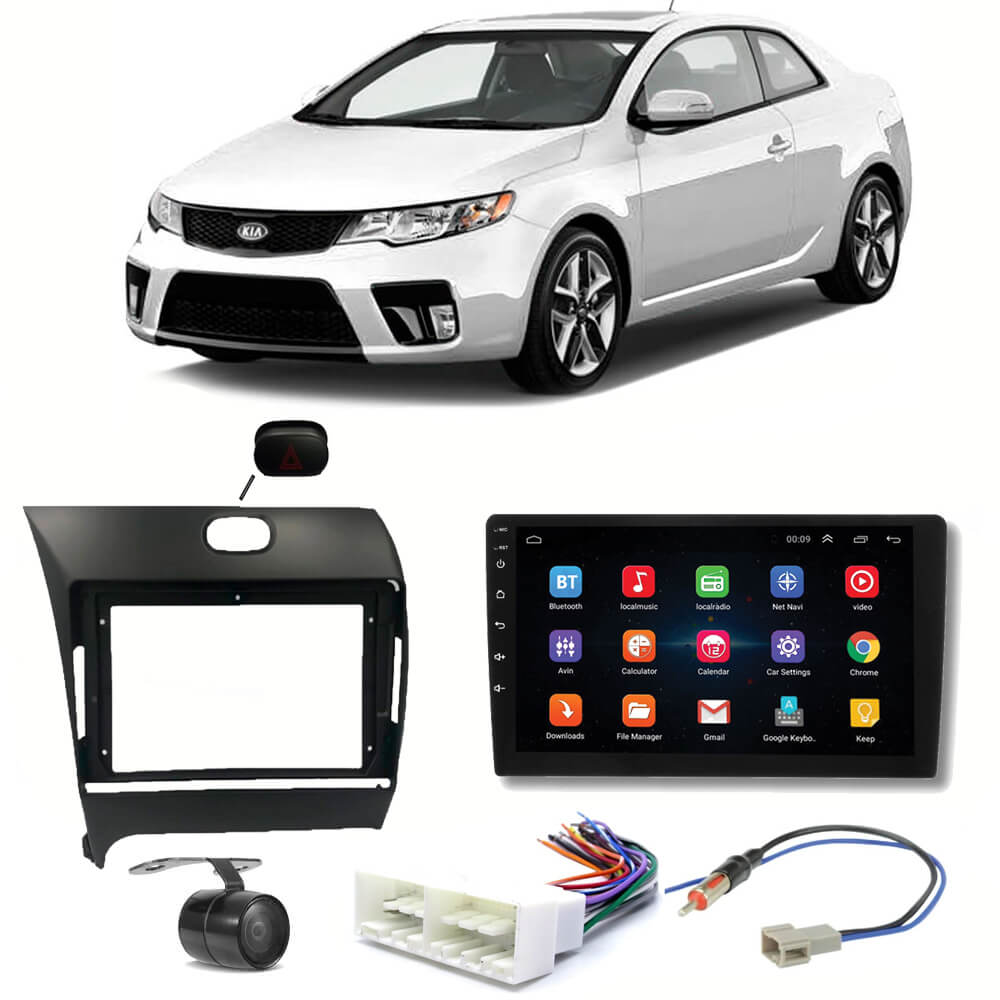 COMP Kit Central Multimídia H-tech Android 9" Cerato 2013 a 2020 + Chicotes + Moldura + Câmera - HT9120