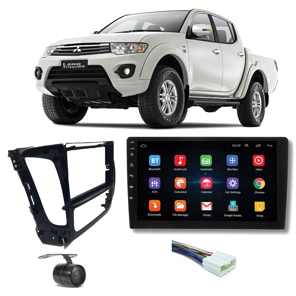 COMP Kit Central Multimídia H-tech Android 9" L200 2016 a 2020 + Chicotes + Moldura + Câmera - HT9120