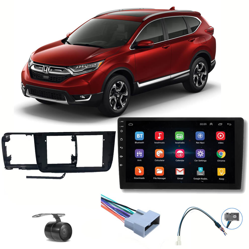 COMP Kit Central Multimídia H-tech Android 9" CRV 2017 a 2020 + Chicotes + Moldura + Câmera - HT9120