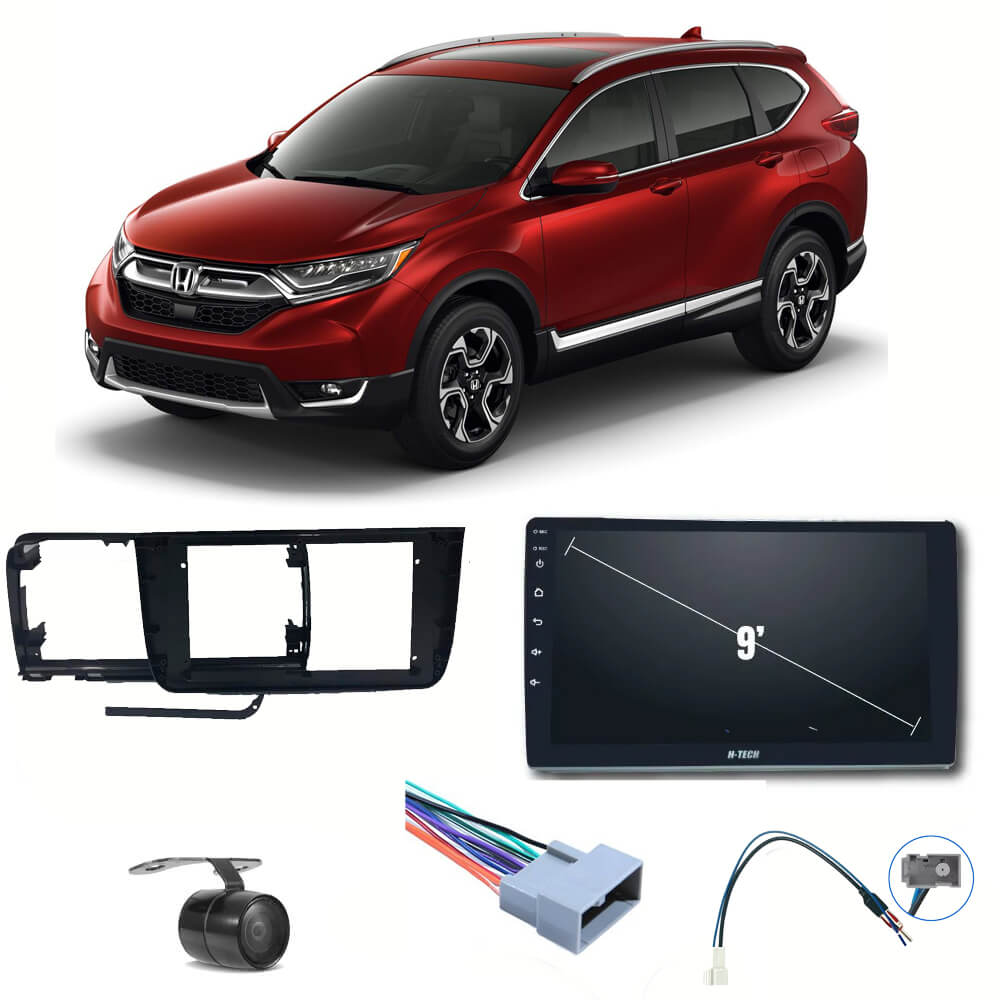 COMP Kit Central Multimídia H-tech 9" CRV 2017 até 2020 + Chicotes + Moldura + Câmera - HT9020