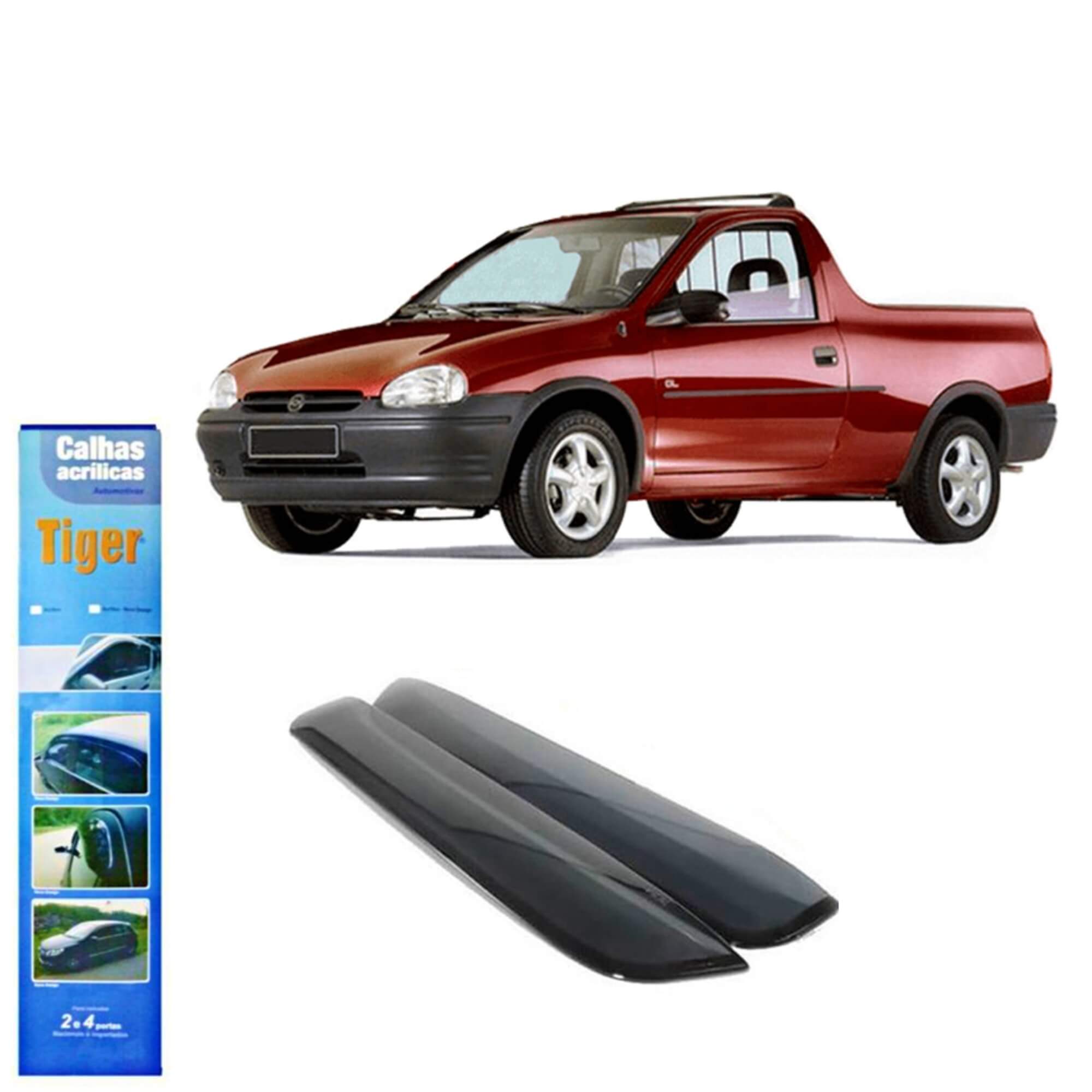 Calha de Chuva Adaptável para Corsa Pick-Up 2 Portas 1994 até 2002 Tiger - GM3609