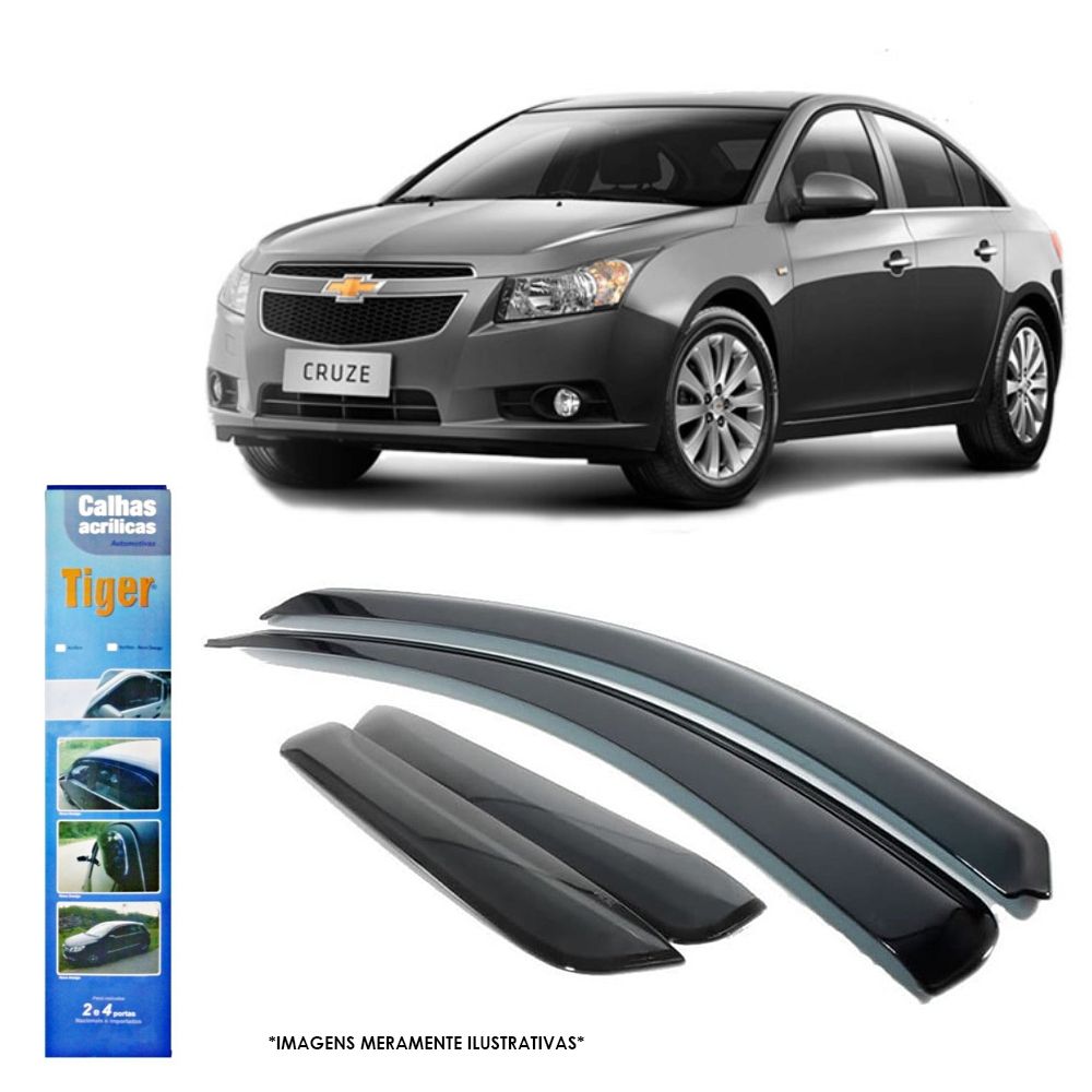 Calha de Chuva Adaptável Para Cruze Sedan 2012 até 2016 4 Portas Tiger GM9991