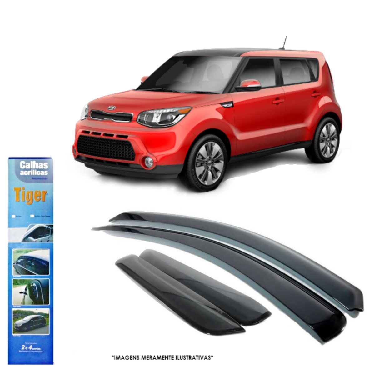 Calha Adaptável para Kia Soul 4 Portas 2009 2010 2011 2012 2013 2014 2015 2016 Tiger - K8154
