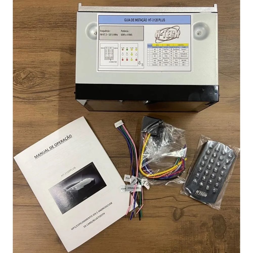 Central Multimídia 2 Din MP5 7 Pol HT-3120PLUS Bluetooth USB SD FM Android Controle Remoto H-Tech