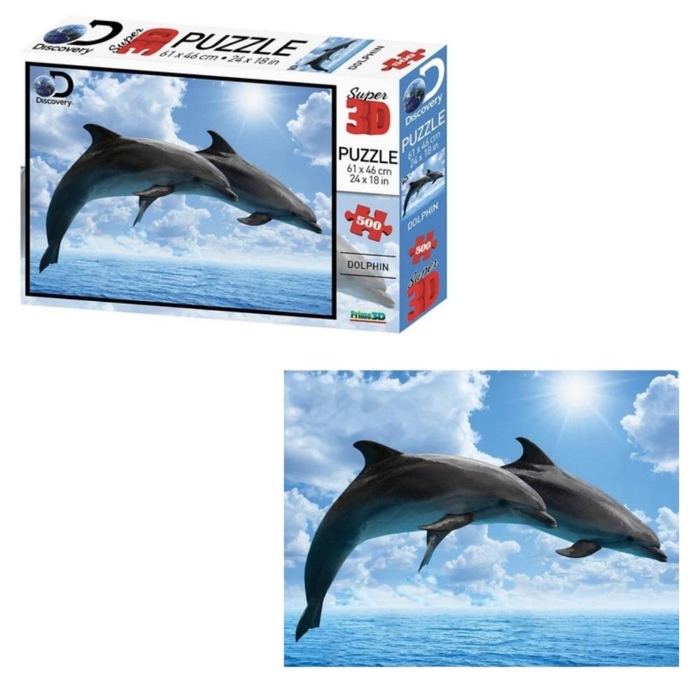 Quebra Cabeça Super 3D Modelo Golfinho com 500 Peças Multikids - BR1063