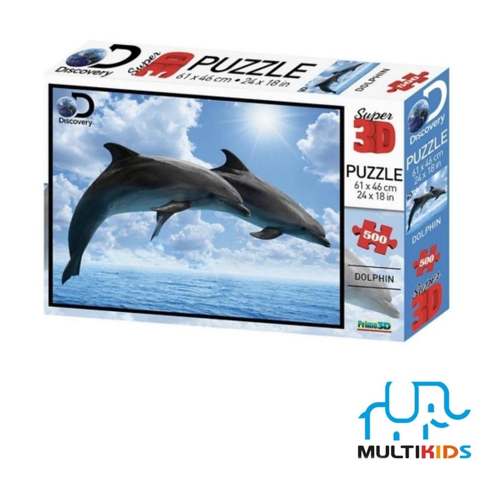Quebra Cabeça Super 3D Modelo Golfinho com 500 Peças Multikids - BR1063