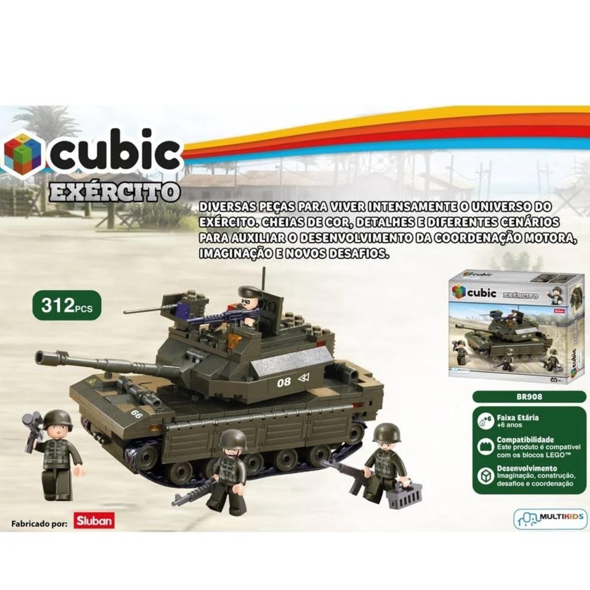 Brinquedo de Montar Land Forces Tanque de Guerra 312 Peças Multikids - BR908