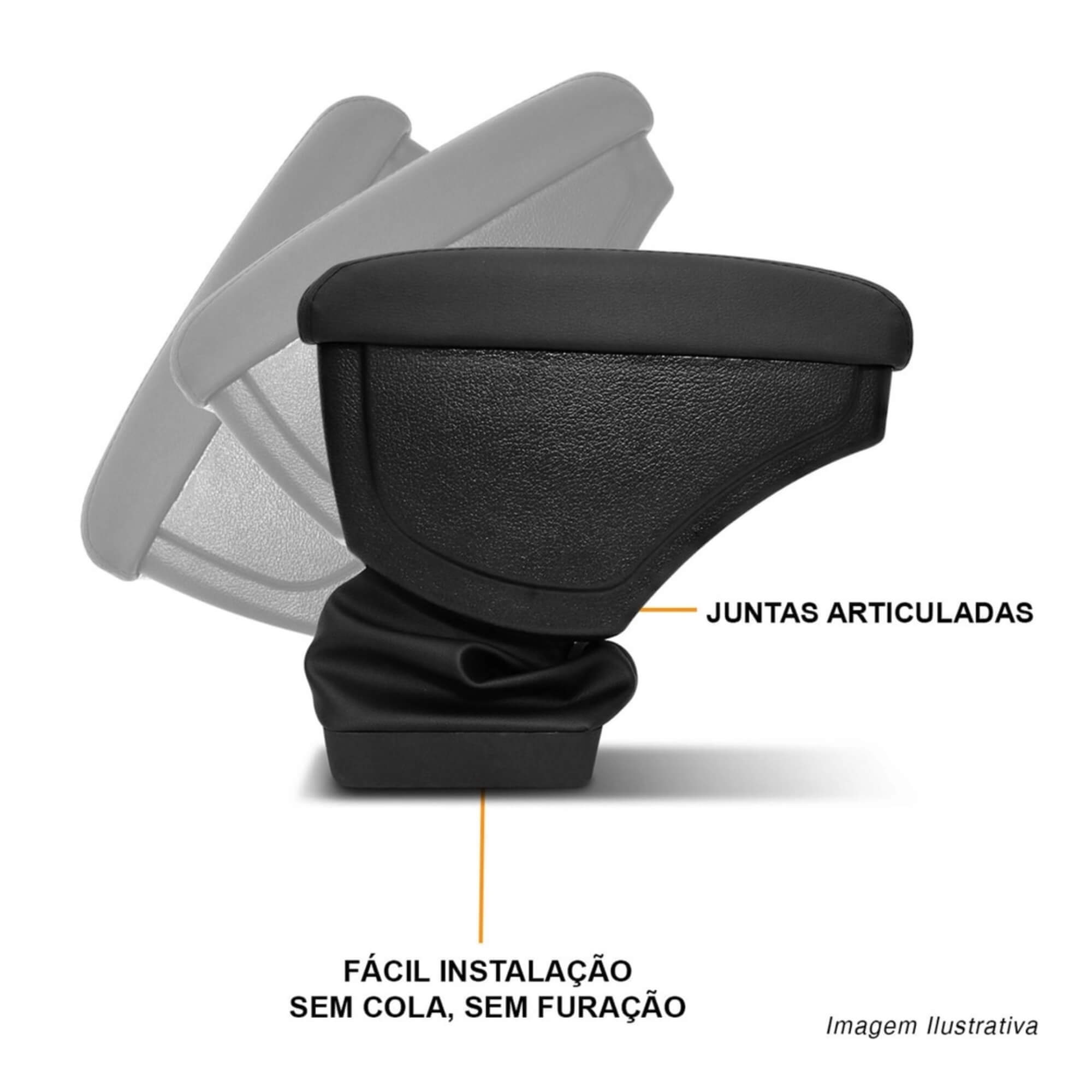Apoio de Braço Chery Tiggo 2 2018 a 2020 Couro Sintético Preto c/ Encaixe Porta Copos NAT - 500737