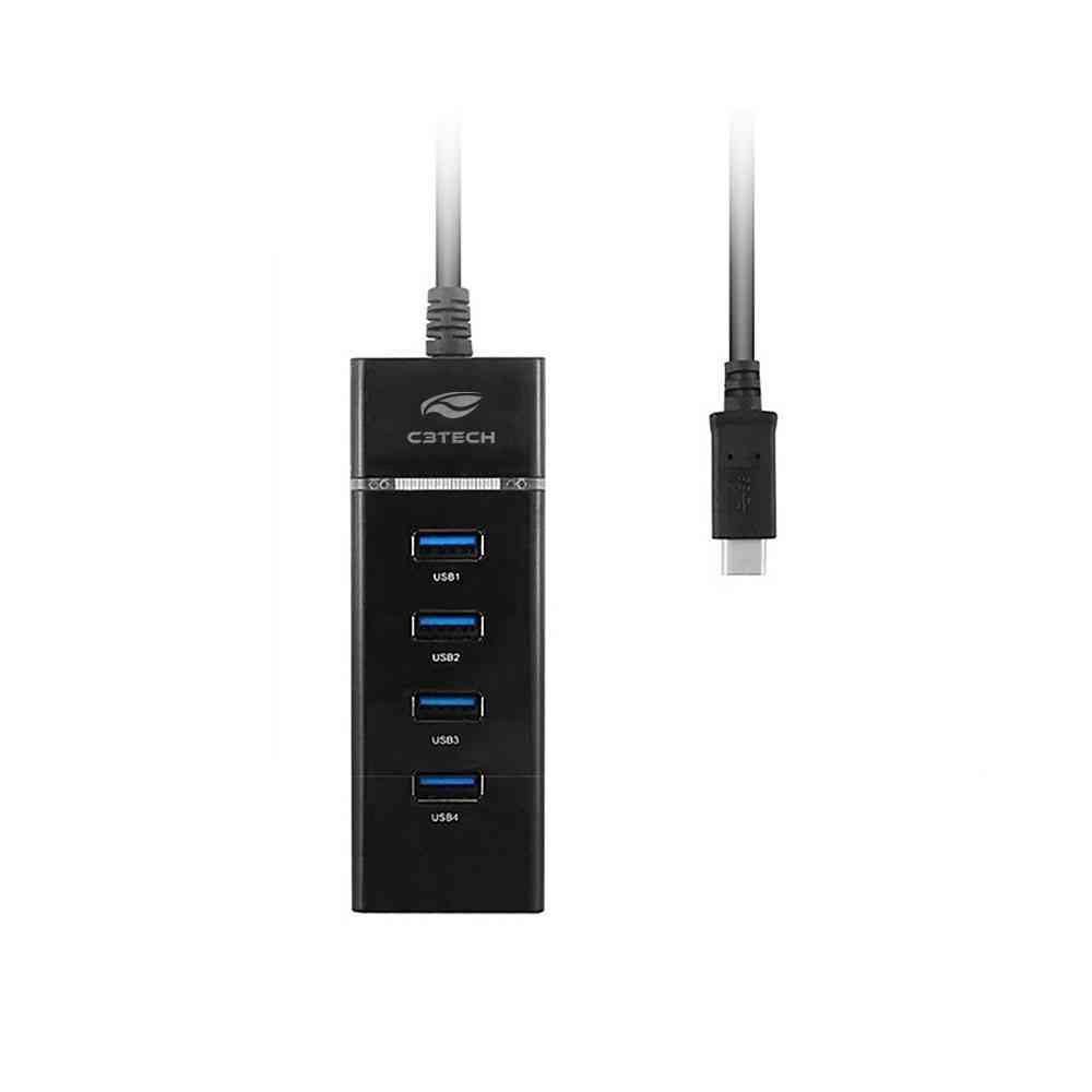 HUB USB 3.0 4 Portas USB-USBC HU-C300BK C3Tech