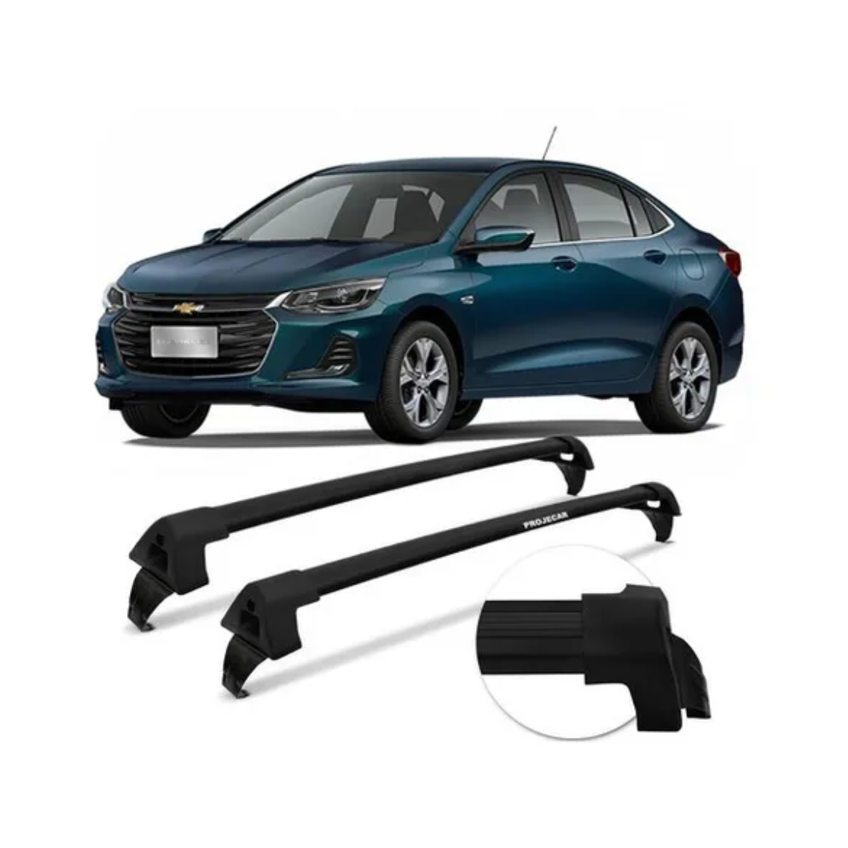 Rack de Teto Travessa Onix Plus Sedan Aluminio Preto Projecar - C-382