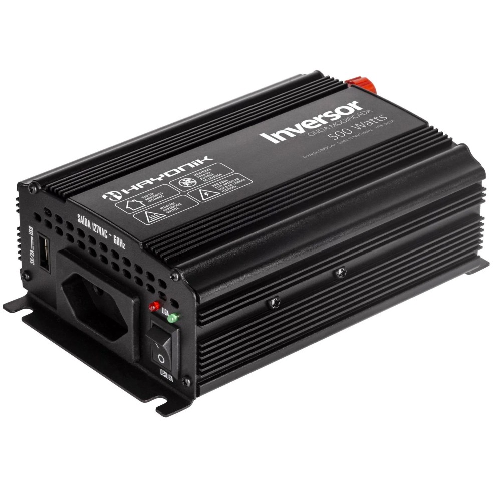 Inversor de Onda Modificada 500W 12VDC/220V USB Hayonik 68589