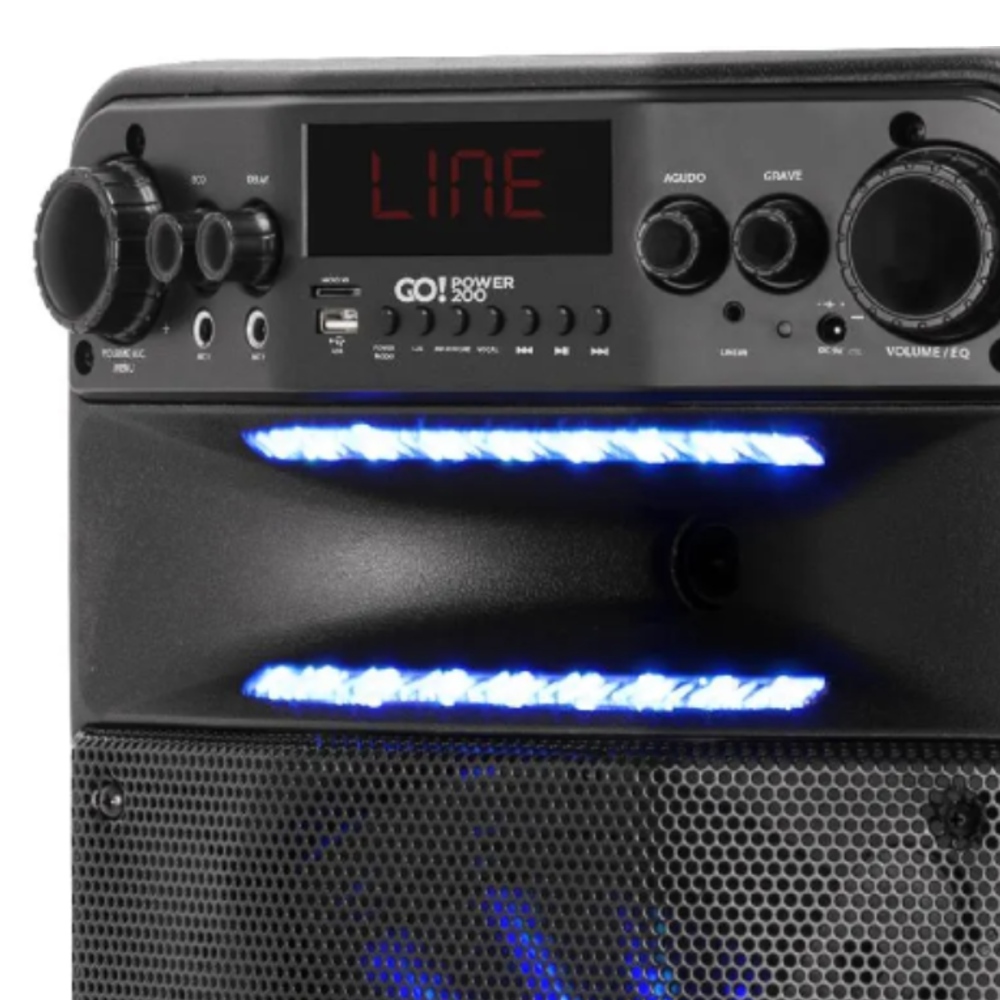 Caixa Multiuso Portátil Bluetooth/MicroSD/USB/FM 100W 12" GO!POWER 200 Ativa Hayonik 66492