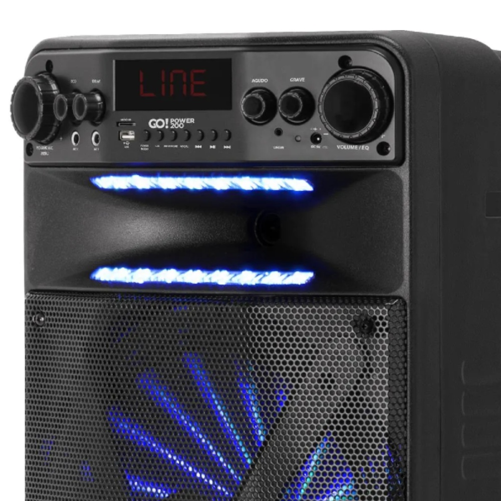 Caixa Multiuso Portátil Bluetooth/MicroSD/USB/FM 100W 12" GO!POWER 200 Ativa Hayonik 66492