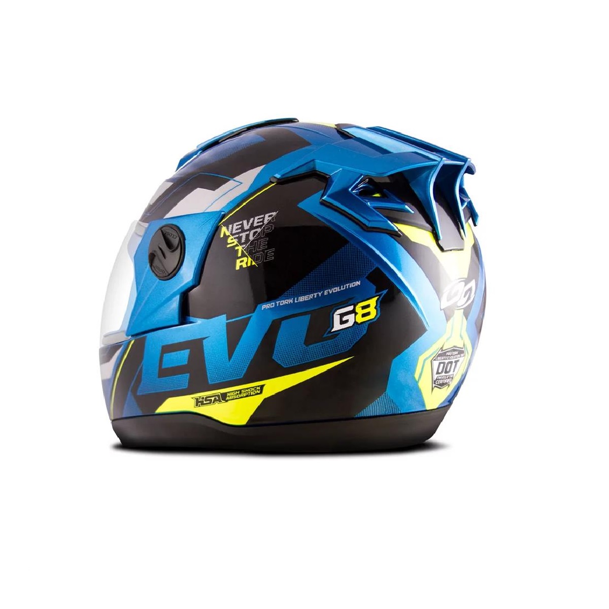 Capacete Liberty Evolution 788 G8 Evo Azul e Amarelo Brilhante TAM. 58 Pro Tork - CAP-718AZAM